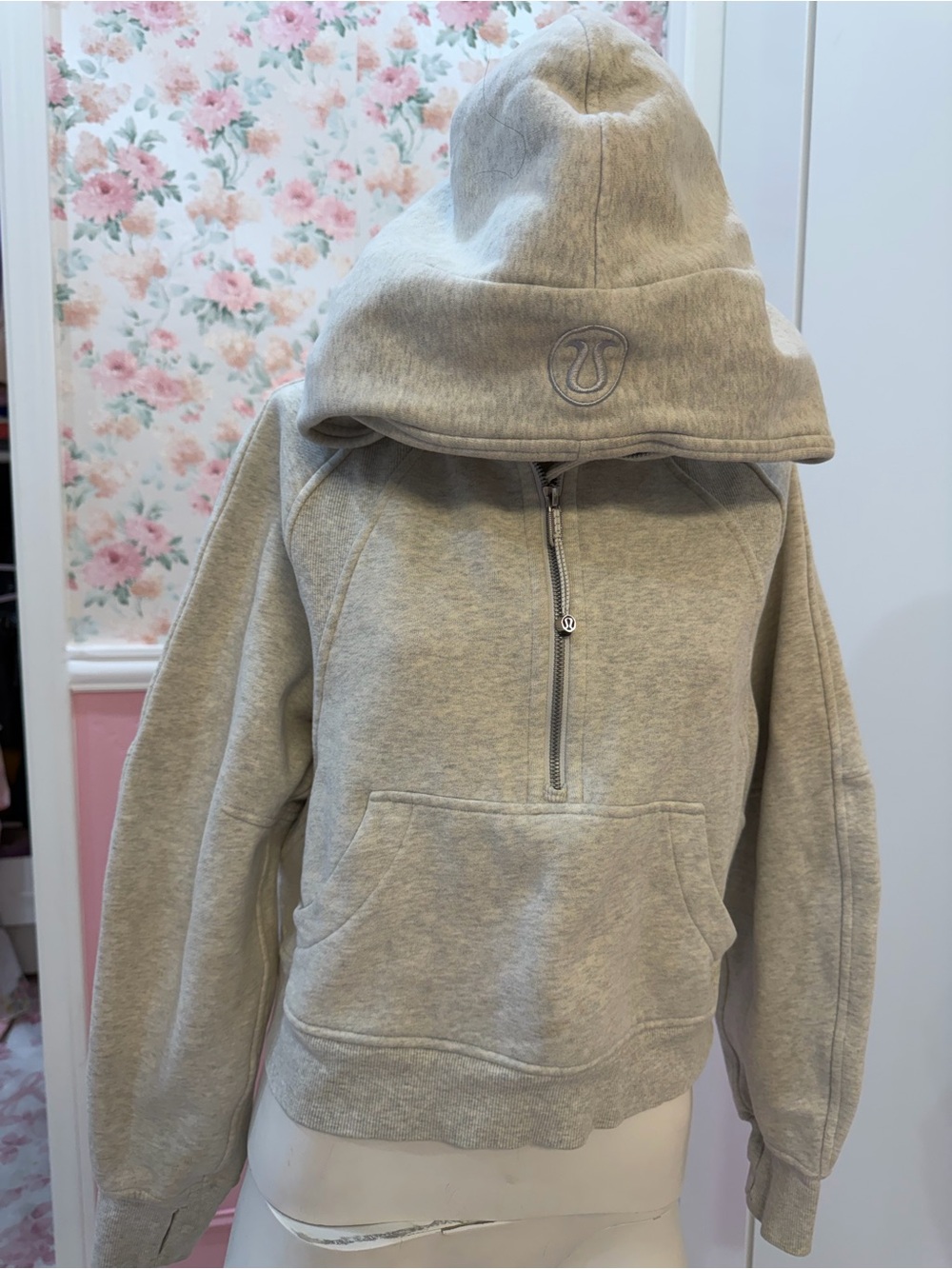 lululemon athletica Light Gray Half-Zip Hooded Sweater
